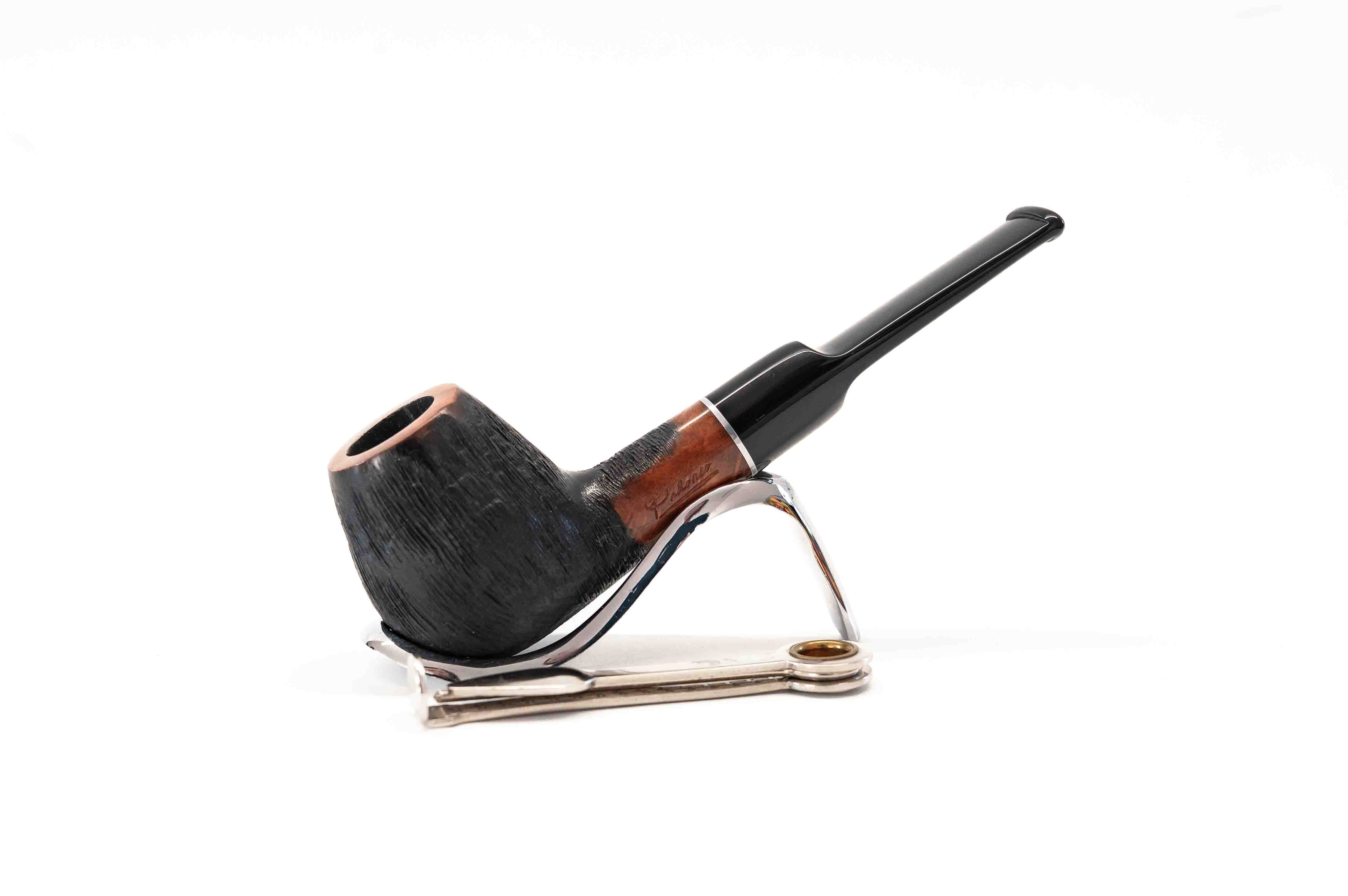 Padonio rusztikolt hatású bruyer pipa 9mm filterrel, egyenes szárral, Brandy forma